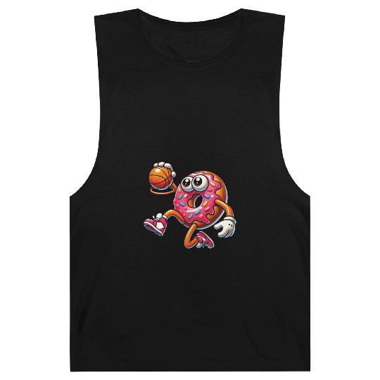 Funny Donut Dunking Cute Basketball Food Lover Barnard Tanks