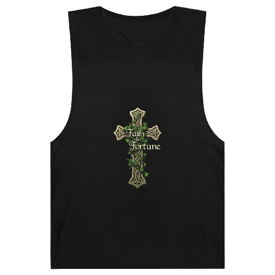 Celtic Cross Faith & Fortune Shamrock Design Barnard Tanks