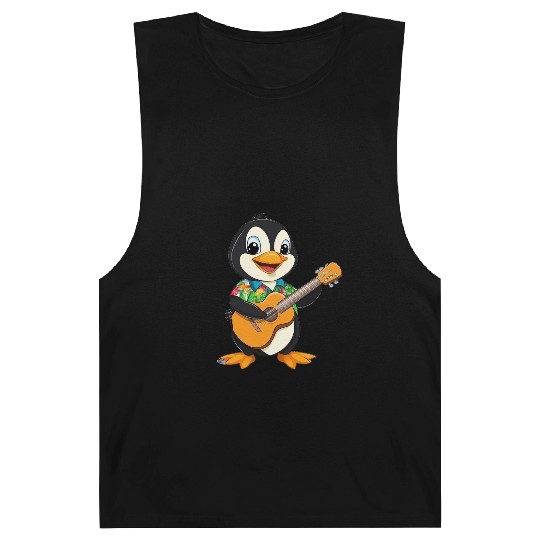 Cool Hawaiian Penguin Playing Guitar Barnard Tanks