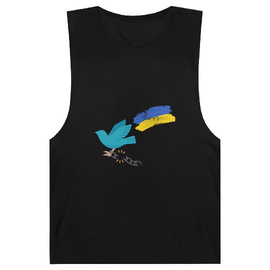 Dove of peace carrying the flag of Ukraine Barnard Tanks