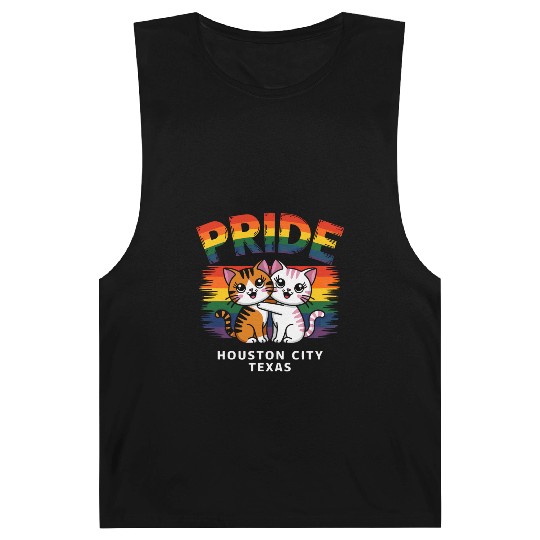 Pride Month Houston City Texas USA Rainbow Flag LG Barnard Tanks