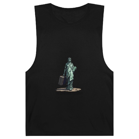 Funny Statue of Liberty USA America Sarcasm Barnard Tanks