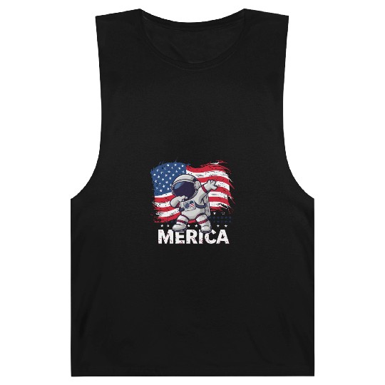 Merica Astronaut Adventure Dab with American Flag Barnard Tanks
