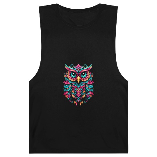 Colorful Owl Art: Vibrant Nature-Inspired Barnard Tanks