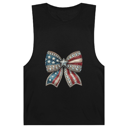 Patriotic Rhinestone Bow Barnard Tanks