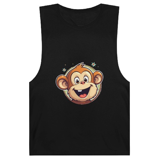 Cute Cartoon Monkey Face Barnard Tanks