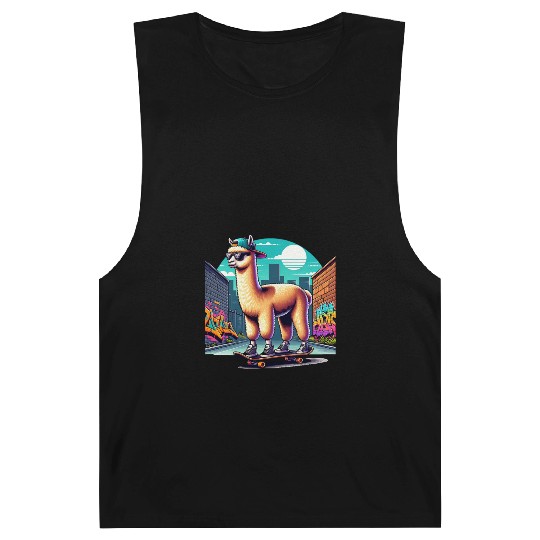 Cool Alpaca Skater Vibe in Urban Street Art Barnard Tanks