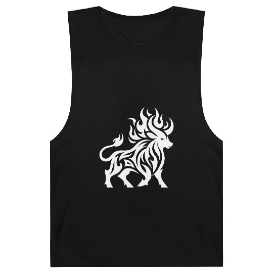 Elegant Wild Burning Bull Tattoo Style Barnard Tanks