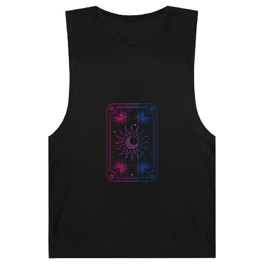 Mystical Tarot Card Sun in Bisexual Flag Colors Barnard Tanks