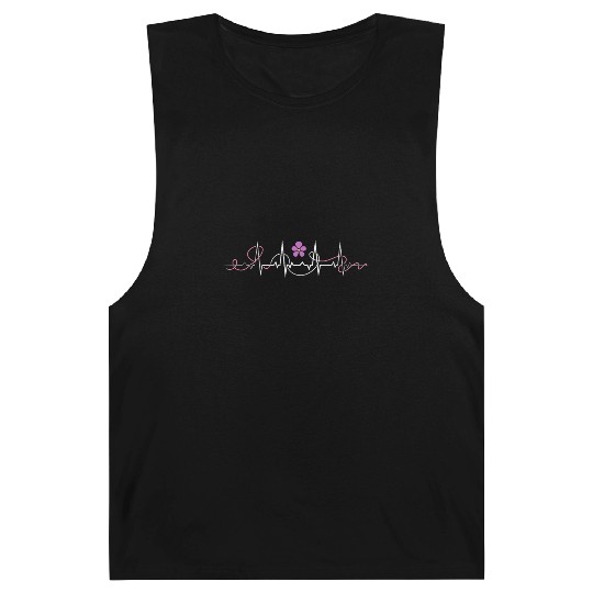 Lesbian Heartbeat Love Pulse Queer Violet Flower Barnard Tanks