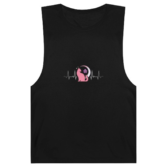Lesbian Heartbeat Moon Cat Pink Mystic Pride Art Barnard Tanks