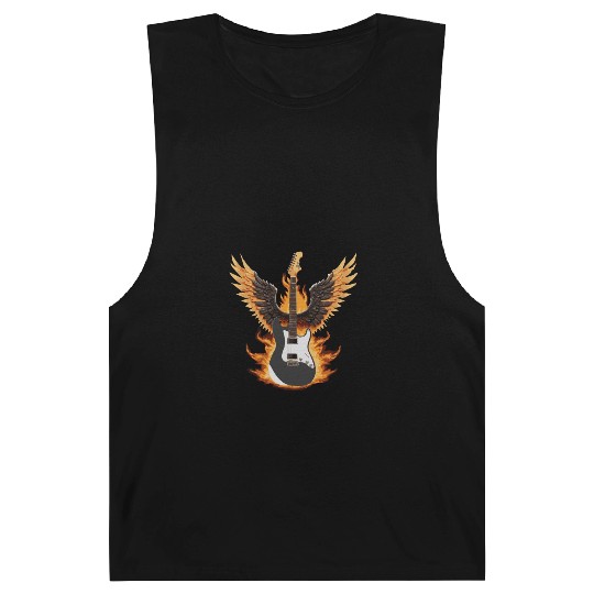 Flaming Guitar with Wings – Rock & Roll Barnard Tanks