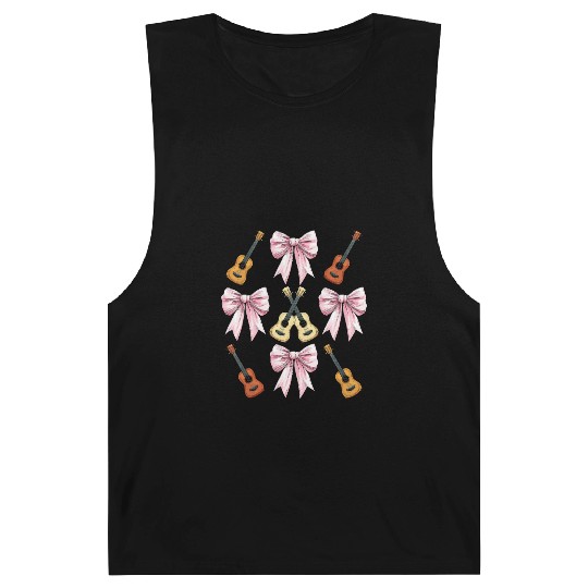 Coquette Bow Ukulele Guitar Uke Girl Mom Pink Barnard Tanks