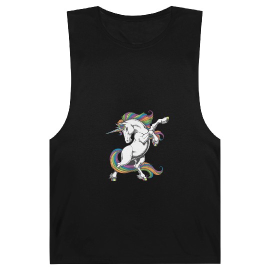Majestic Rainbow Unicorn Prancing with Vibrant Barnard Tanks