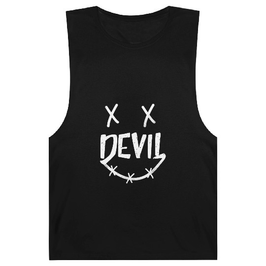 Grunge Smile Face Barnard Tanks | Vintage Rock Devil