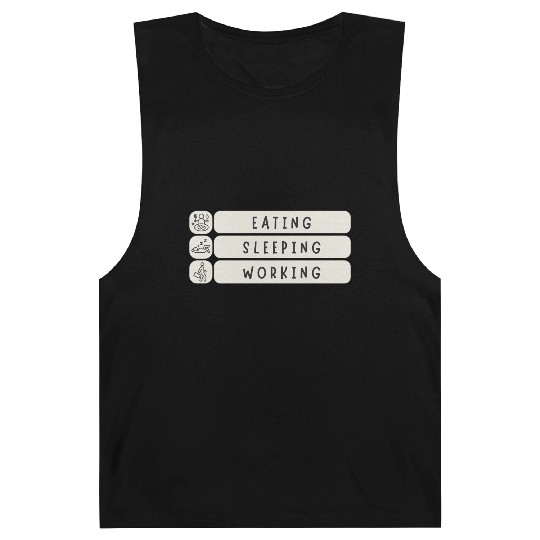 Eat Sleep Work Repeat - Funny Daily Routine Meme Barnard Tanks