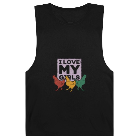I Love MY Girls Rustic Chicken Farm Stencil Barnard Tanks