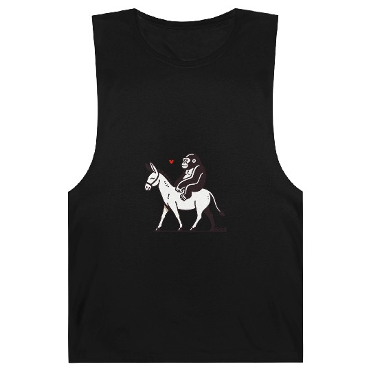 Gorilla Riding Donkey with Heart Barnard Tanks