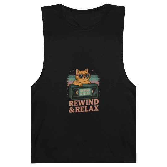 Rewind & Relax Retro Cat Vibes 80s 90s vhs TV Barnard Tanks