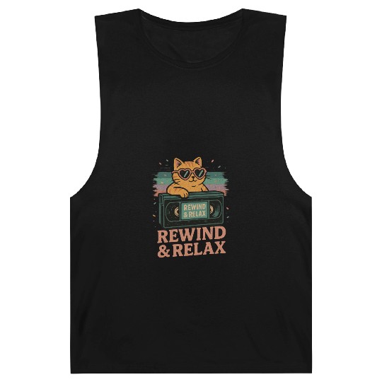 Rewind & Relax Retro Cat Vibes 80s 90s vhs TV Barnard Tanks