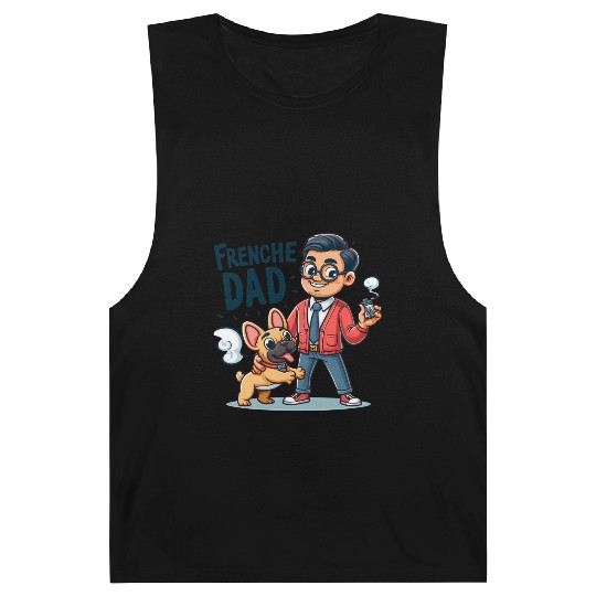 Frenchie Dad Cartoon Design Barnard Tanks
