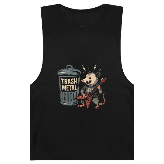 Funny Opossum Thrash Metal Guitar Vintage Pun Barnard Tanks