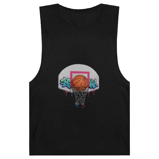 Graffiti Basketball Hoop Neon Drip T‑Barnard Tanks