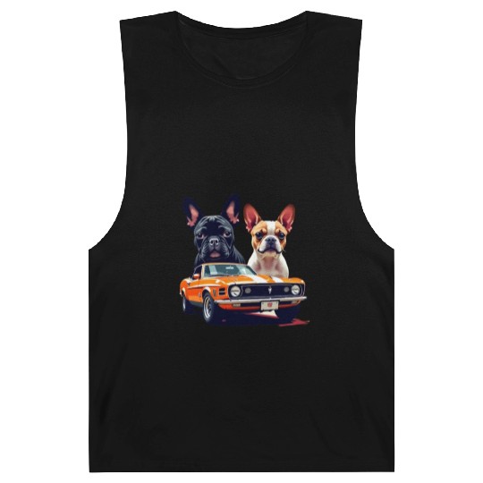 French Bulldogs with Classic Muscle Car – Retro Vi Barnard Tanks