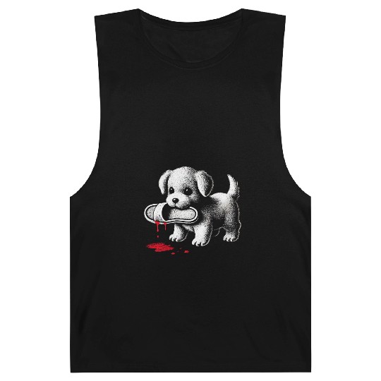 Cute Puppy with Slipper Barnard Tanks Dark Humor Dog Lover