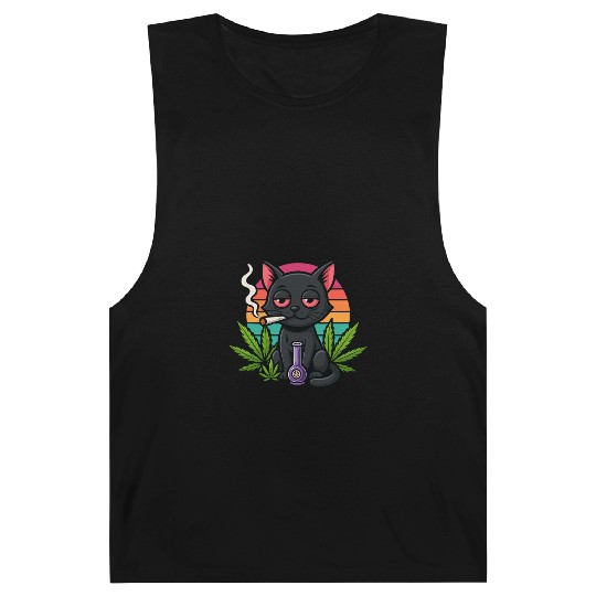 Cute Cat Smoking Weed Barnard Tanks