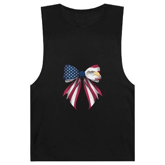 Coquette Bow Bald Eagle Bird US Flag Patriotic Barnard Tanks