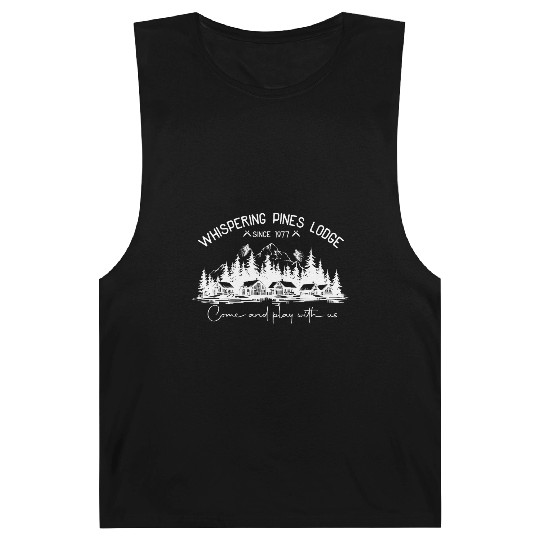 Whispering Pines – Come Play With Us - White Text Barnard Tanks