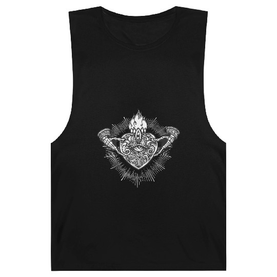Sacred Heart Claddagh Symbol - White Barnard Tanks
