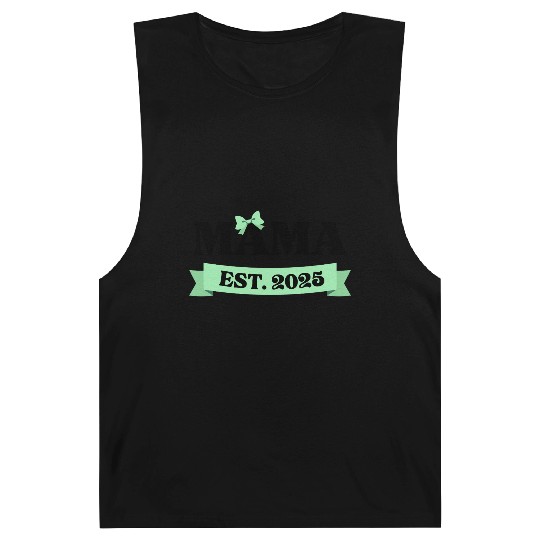 Mama Est. 2025 - Light Green Bow Maternity Design Barnard Tanks