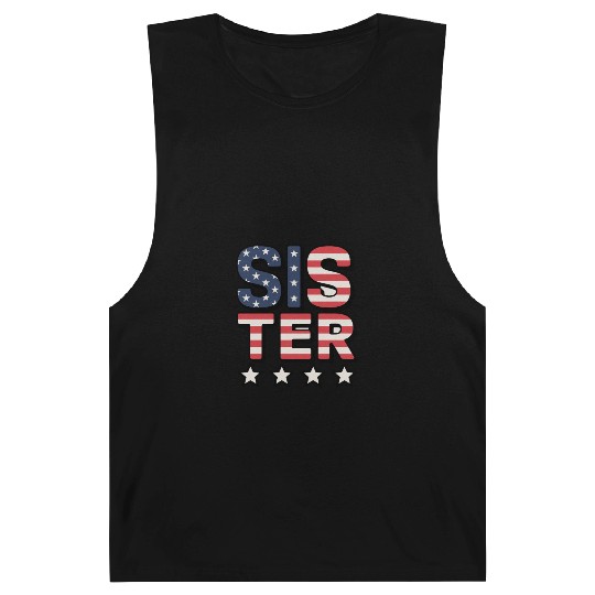Sister American Flag Stars and Stripes Design Barnard Tanks