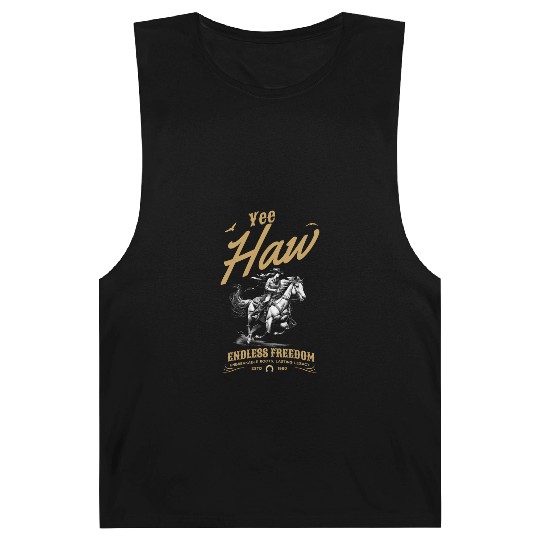 Yee Haw Cowgirl Riding Horse Vintage Western Barnard Tanks