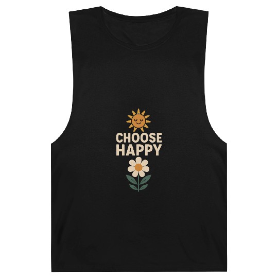 Choose Happy Retro Positivity Sun and Flower Barnard Tanks