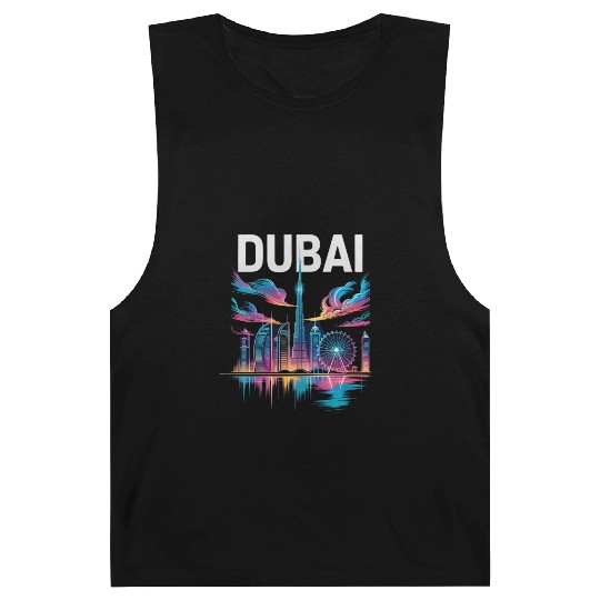 Dubai Skyline Neon Art Barnard Tanks