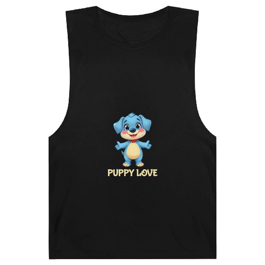 Blue Puppy Love Cartoon - Playful Pet Character Barnard Tanks