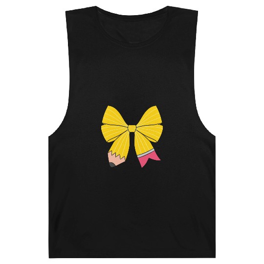 Retro Pencil Coquette Bow Teacher Barnard Tanks
