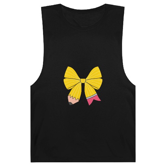 Retro Pencil Coquette Bow Teacher Barnard Tanks