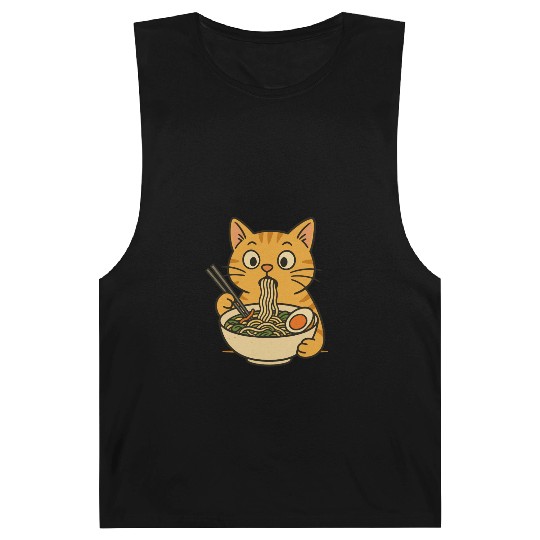 Cat Eating Ramen Barnard Tanks
