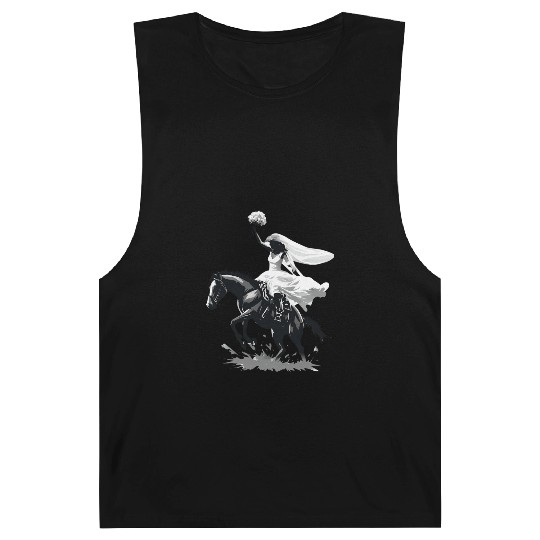 Western Cowgirl Bride on Bucking Horse – Grayscale Barnard Tanks