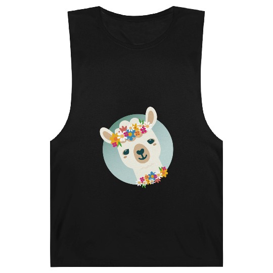 Floral Alpaca with Wreath – Cheerful Summer Motif Barnard Tanks