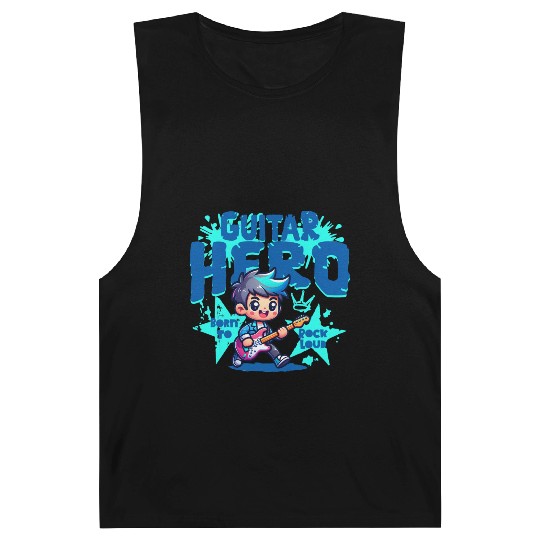 Guitar Hero Kid – Cute Rock Star Cartoon Barnard Tanks | Bor