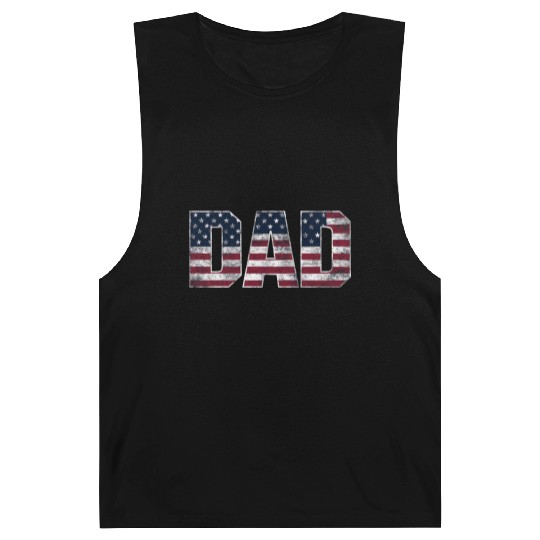 Vintage Dad Usa Flag ,American Daddy Father's Day Barnard Tanks