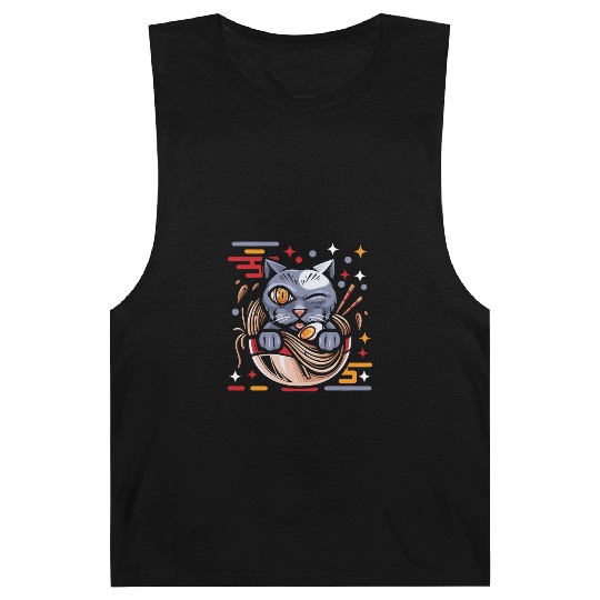Cat Ramen Japanese Funny Japanese Kawaii Black Cat Barnard Tanks