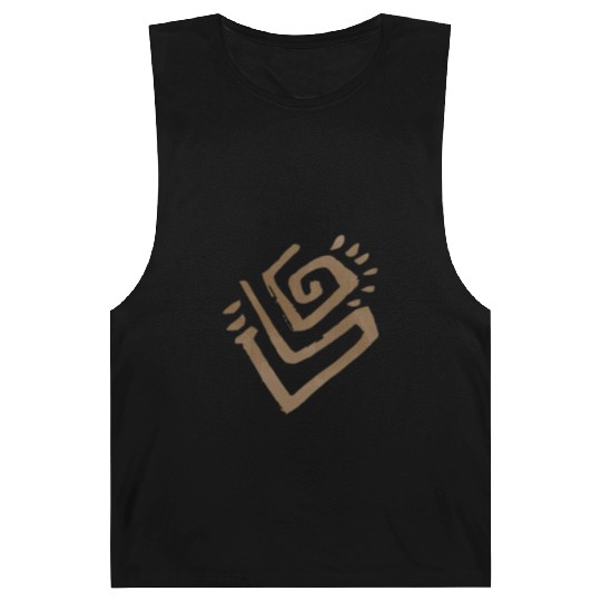 Abstract Spiral Symbol in Light Brown on Texture Barnard Tanks