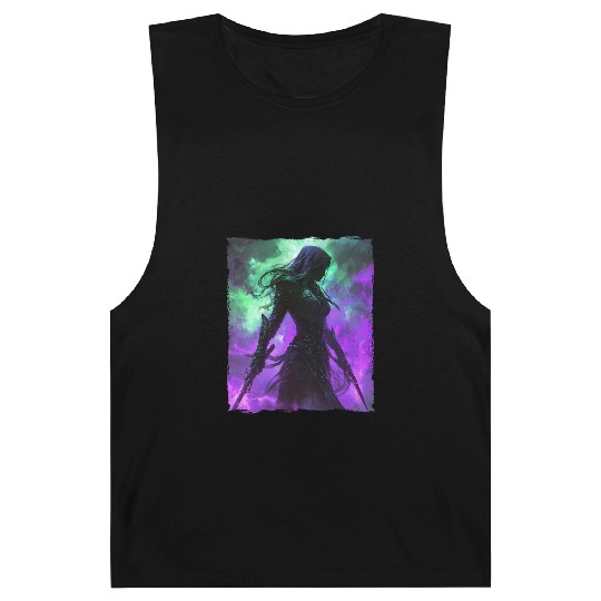 Mystical Assassin Woman In Violet Fog Fantasy Barnard Tanks