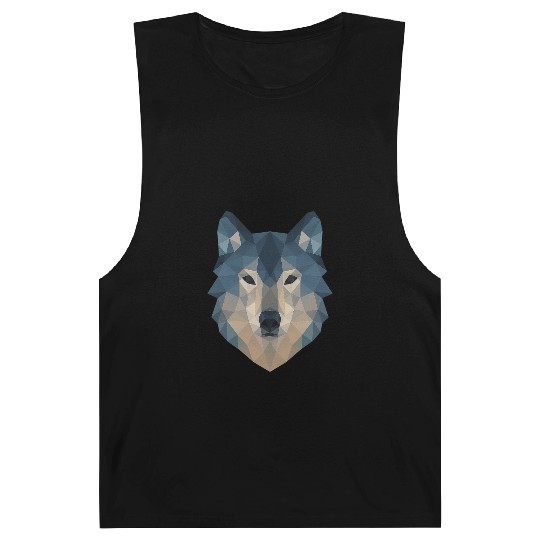 Geometric Wolf Face – Bold Abstract Wild Animal Ar Barnard Tanks